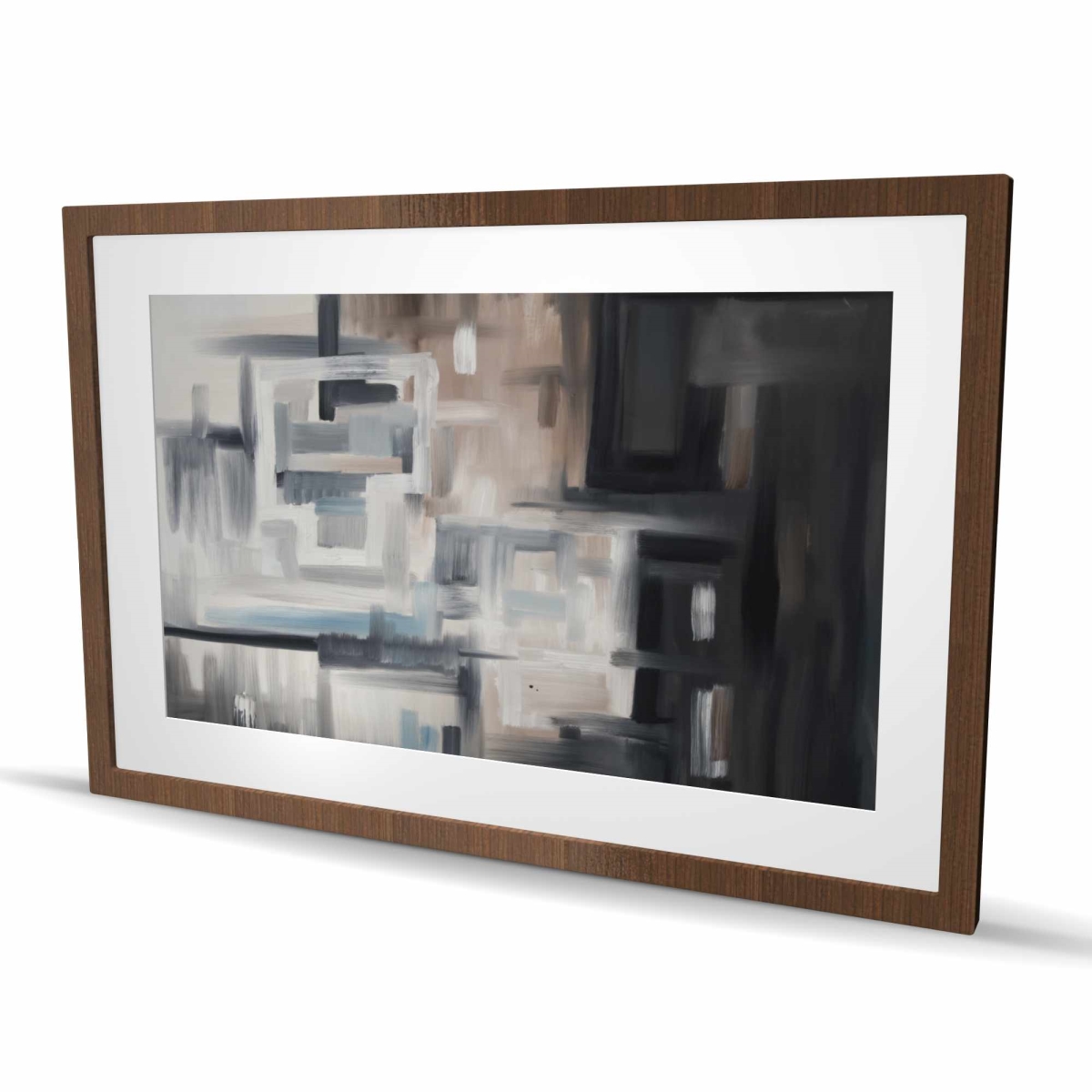C1FM243607HKSZ 24 x 36 in. Nought - Abstract Black Framed Matted Print for Home Decor