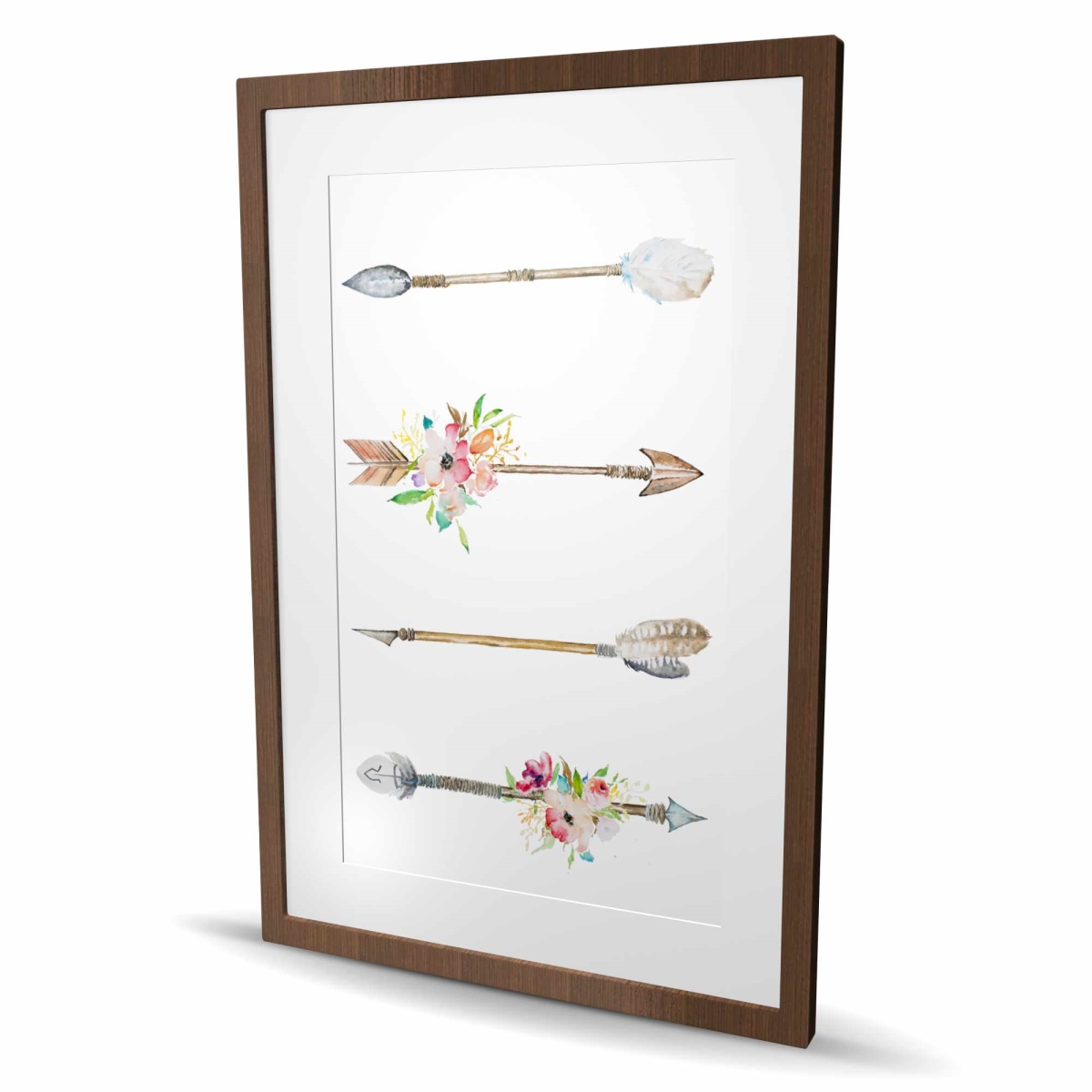 C1FM2436O4VV3W 24 x 36 in. Fleches Et Fleurs - Framed Matted Print for Home Decor