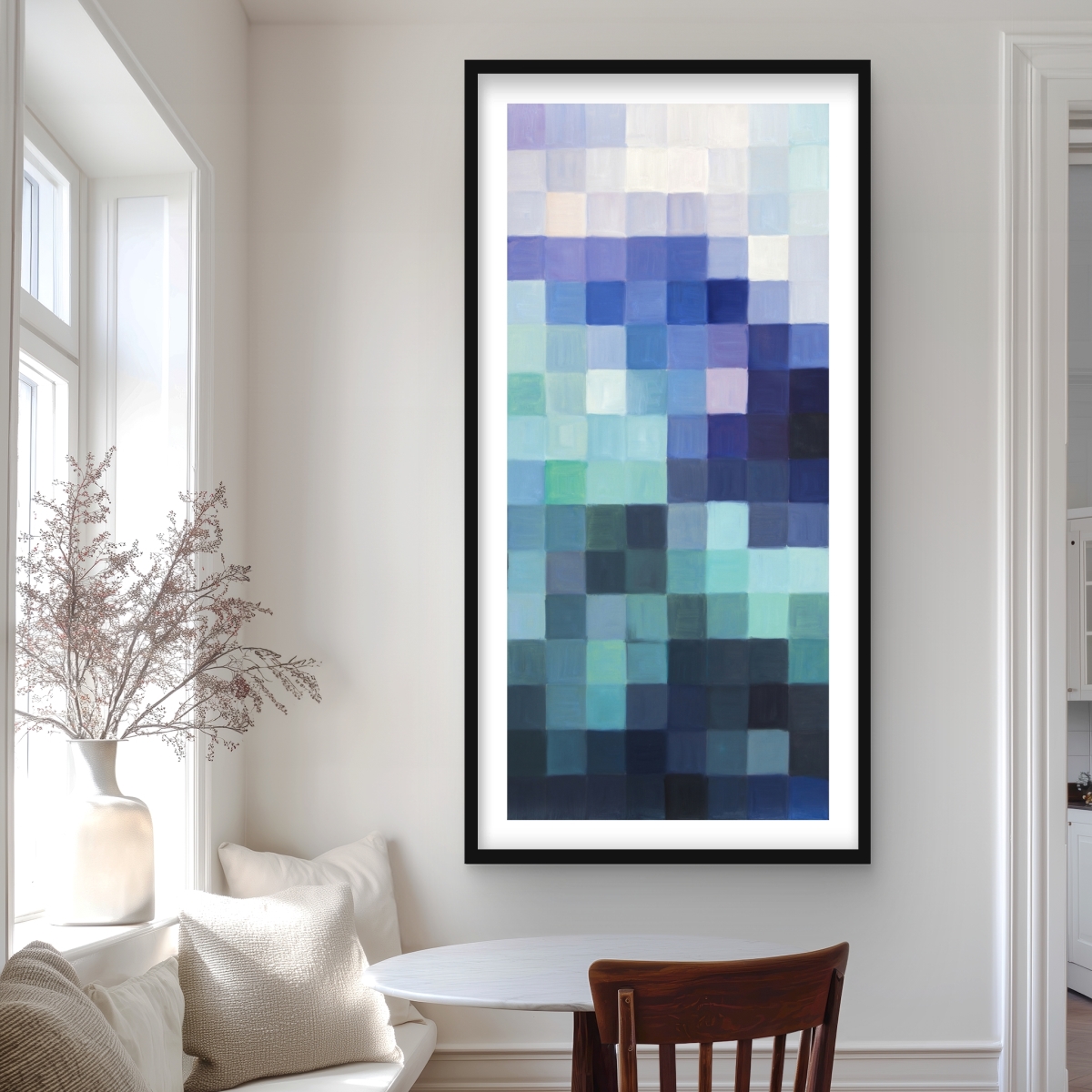 C1FM24482VZO7A 24 x 48 in. Pixelized Landscape - Modern Shapes Framed Matted Print