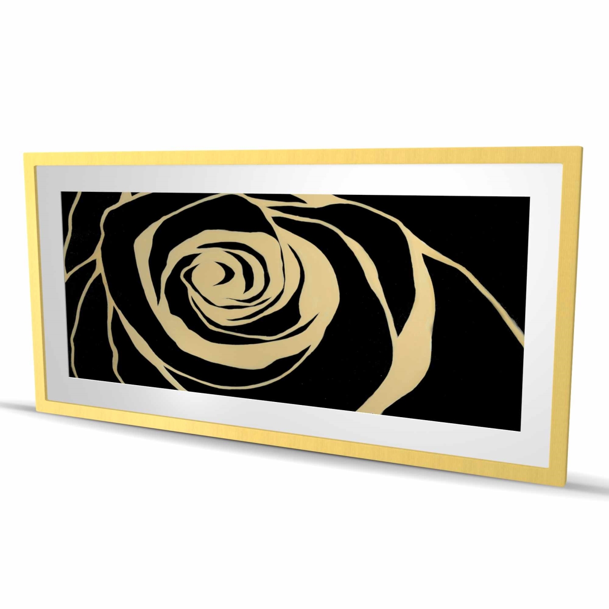 C1FM24484CDM7T 24 x 48 in. Black Rose - Floral Beige Framed Matted Print for Home Decor