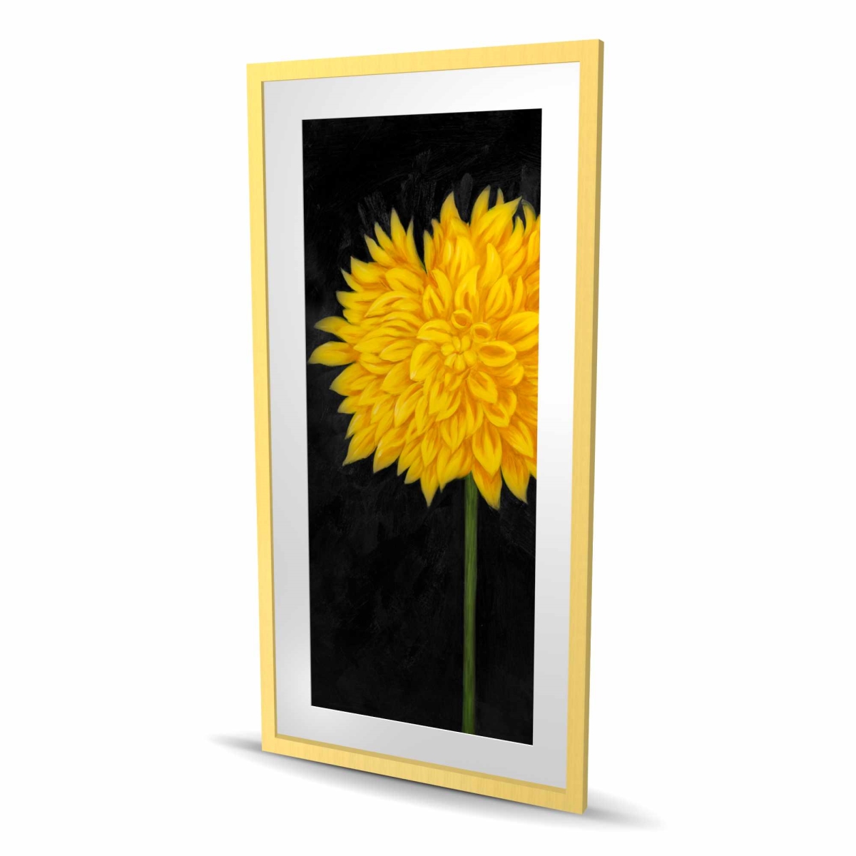 C1FM24484TH081 24 x 48 in. Yellow Chrysanthemum - Rustic Yellow Framed Matted Print