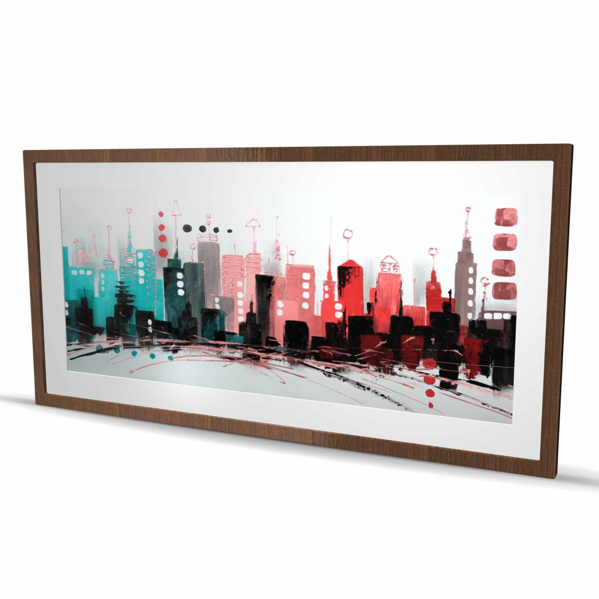 C1FM2448530FAI 24 x 48 in. Cityscape with Rose Gold Colors - Turquoise Cities Print