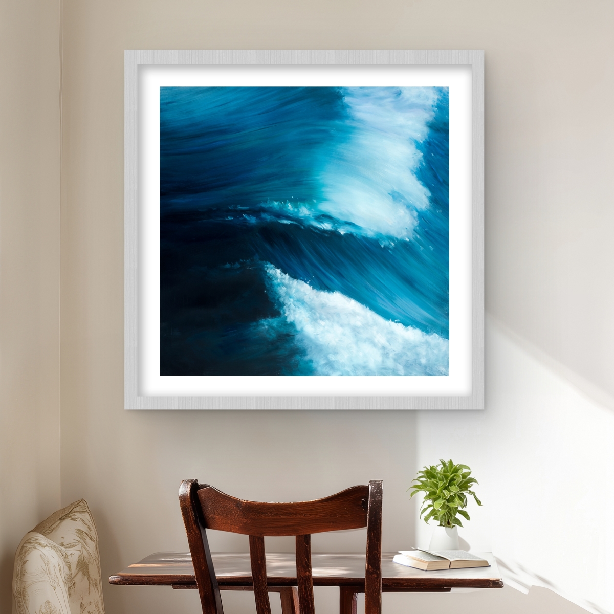 C1FM2424WLO1SR 24 x 24 in. Unleashed Sea - Coastal Framed Matted Print for Home Decor