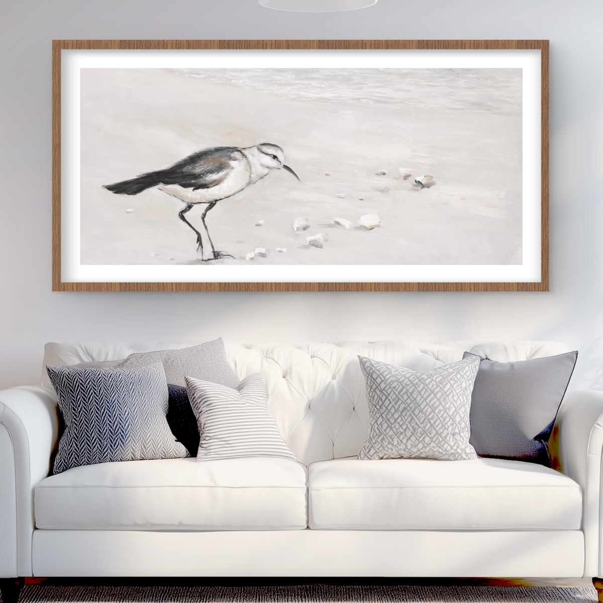 C1FM2448BV80L4 24 x 48 in. Semipalmated Sandpiper Coastal Bathroom Framed Print Decor