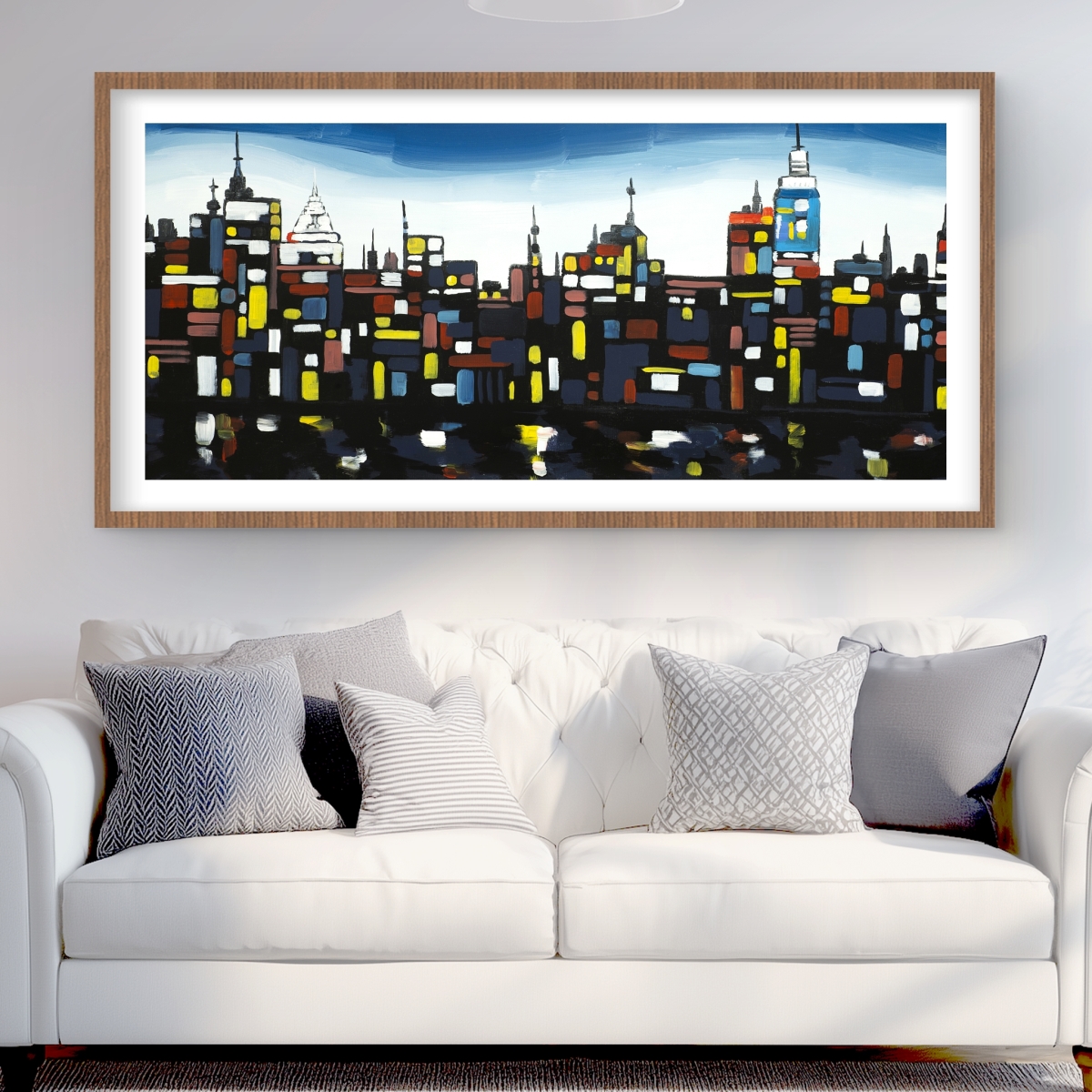 C1FM2448CPPZ6P 24 x 48 in. Colorful Buildings - Framed Matted Print for Home Decor