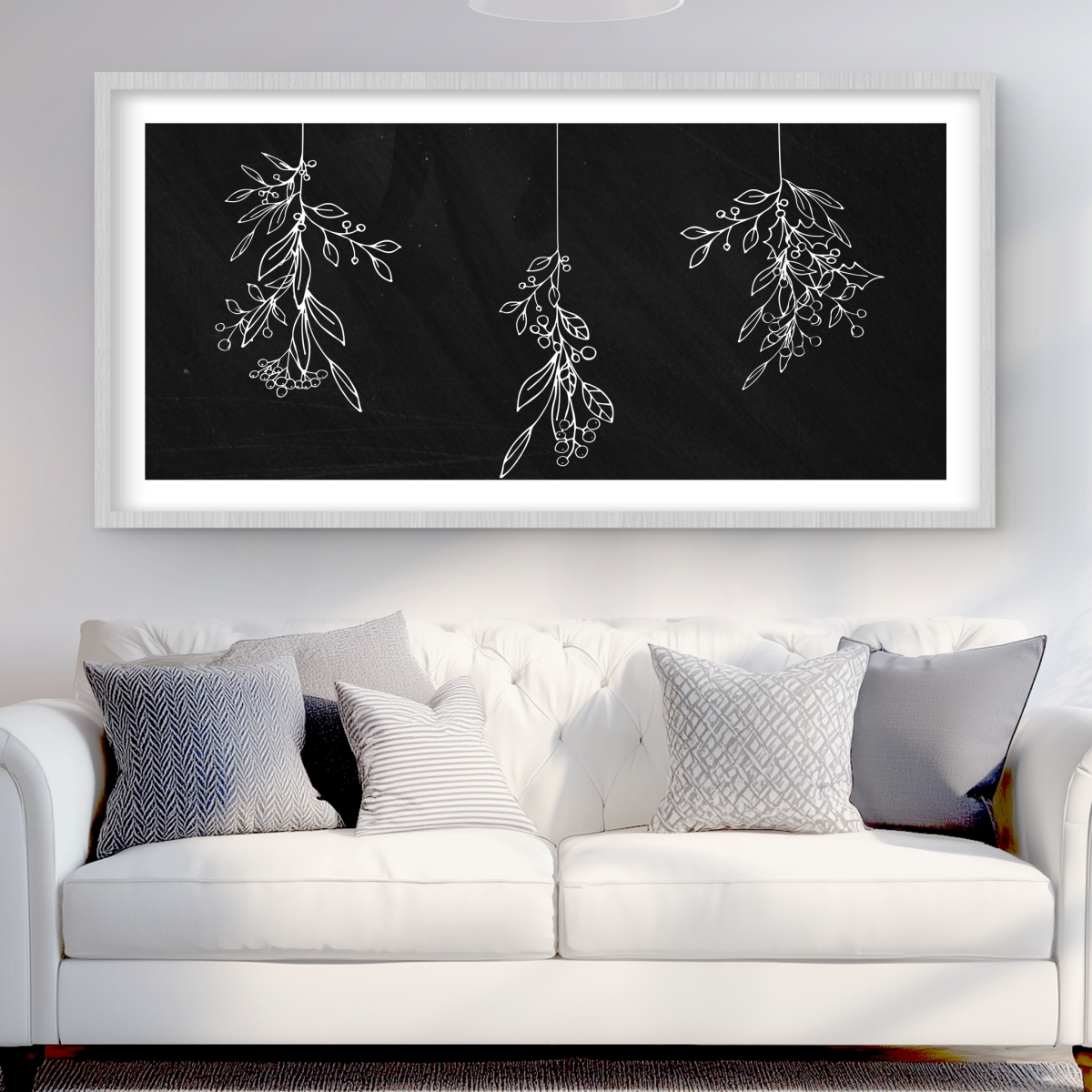 C1FM2448E0QVVC 24 x 48 in. Mistletoe - Illustrative Botanical Framed Matted Print Decor