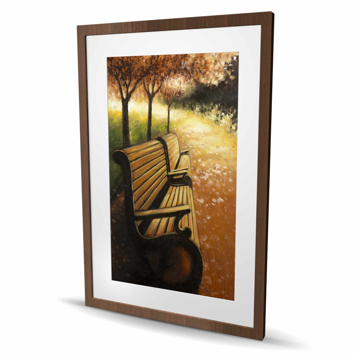 C1FM2436MT6L43 24 x 36 in. Park Bench on A Fall Day - Contemporary Seasons Print Decor