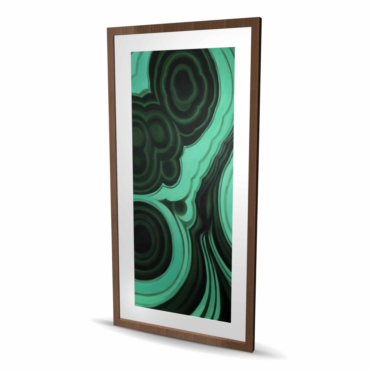 C1FM2448VYLBL6 24 x 48 in. Malachite Stone Abstract Framed Matted Print - Home Decor