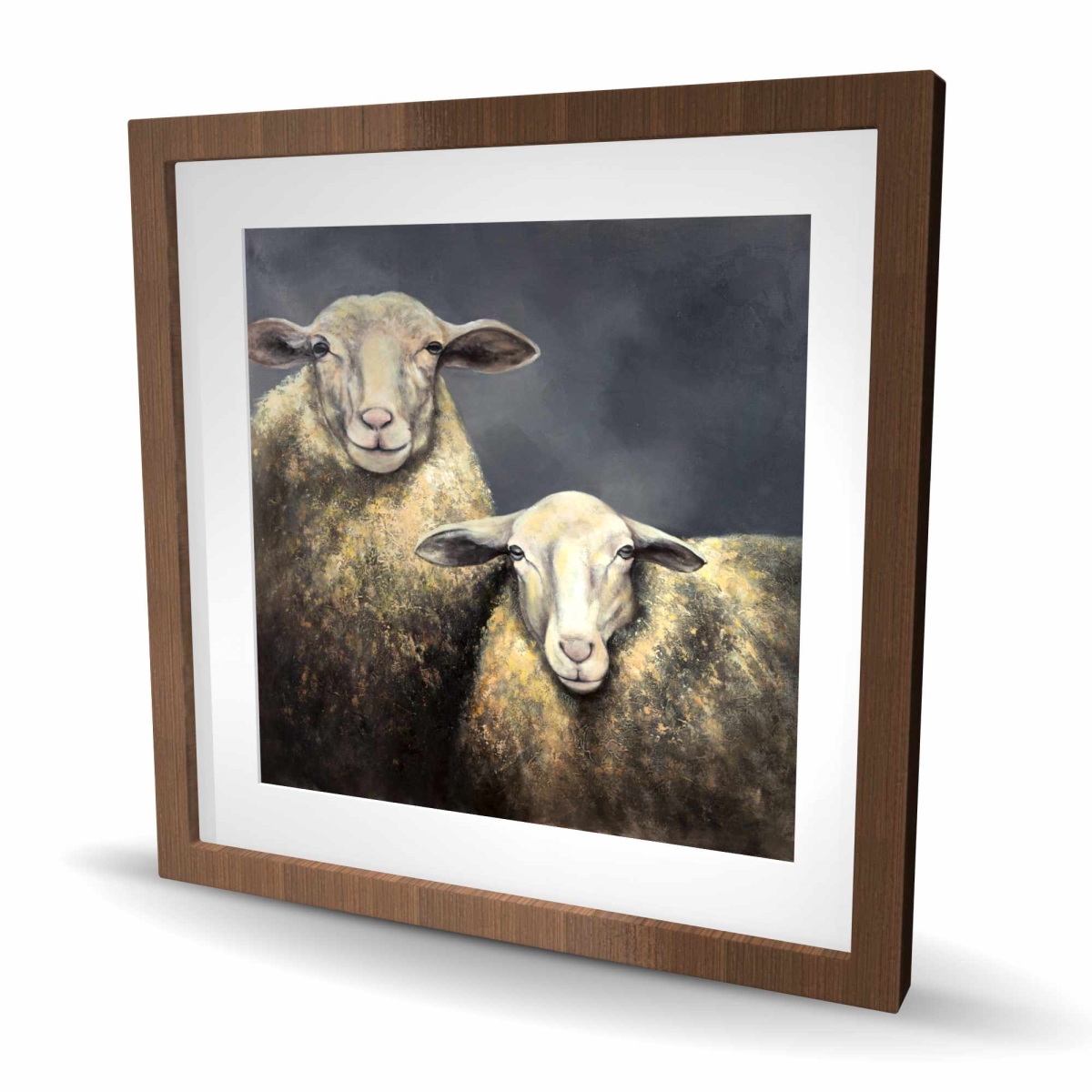 C1FM2424OD0FOO 24 x 24 in. Two Sheeps Framed Matted Print - Farm Animals Home Decor