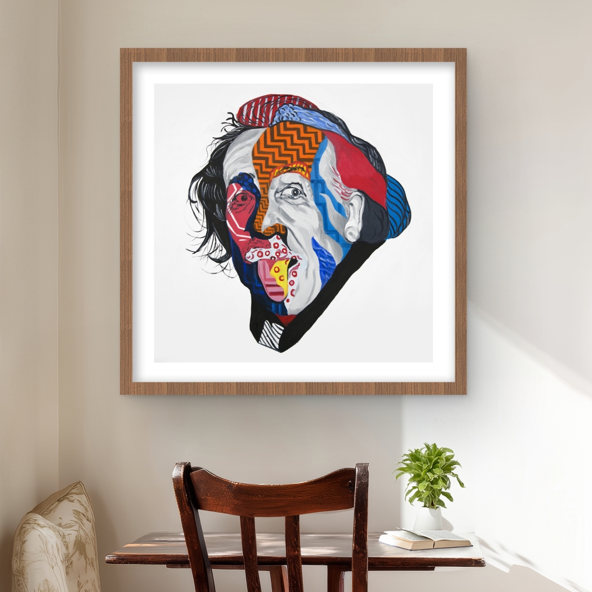 C1FM2424RSD2FT 24 x 24 in. Abstract Albert Einstein - Retro Living Room Framed Print