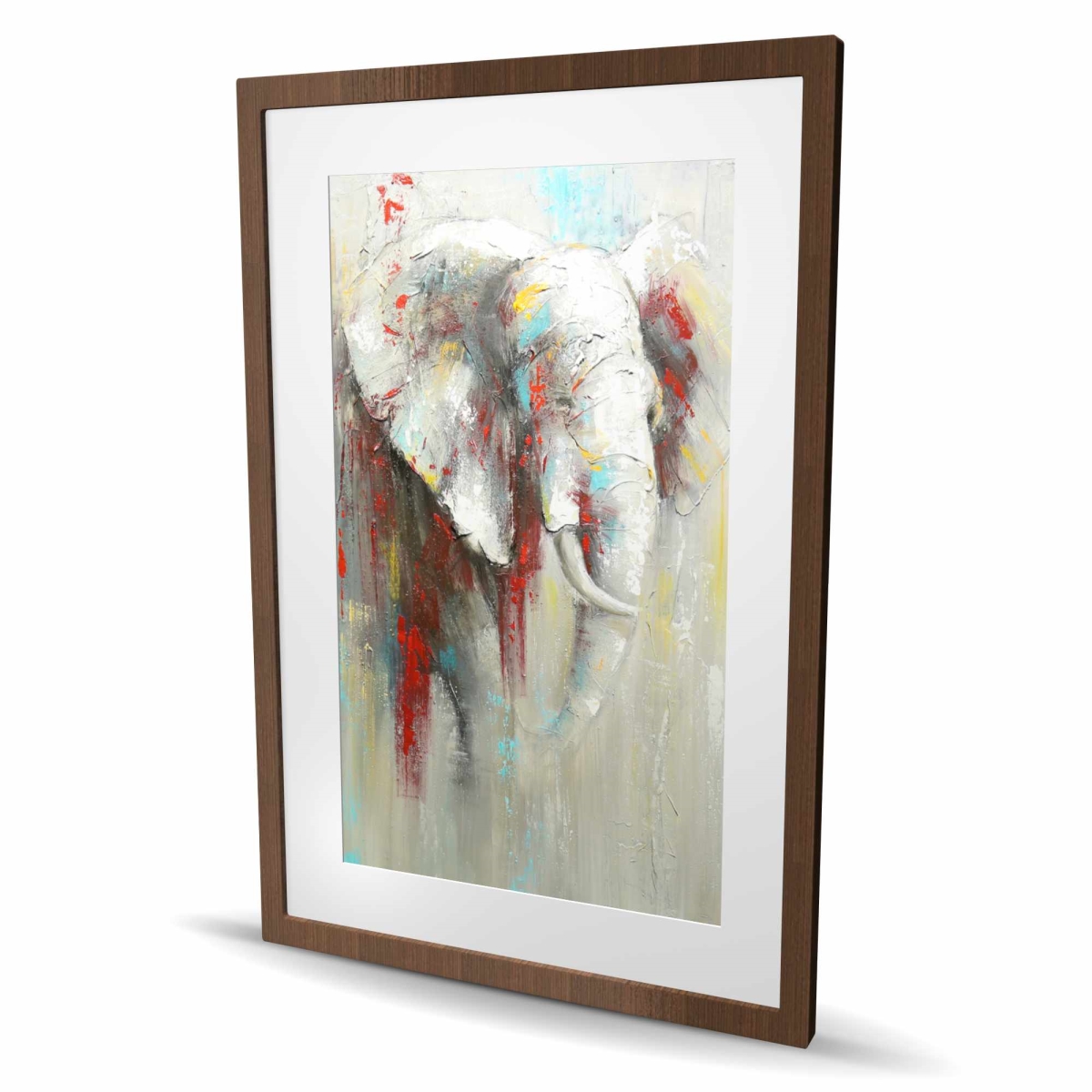 C1FM2436AG0IGC 24 x 36 in. Abstract Elephant with Paint Splash - Beige Framed Print