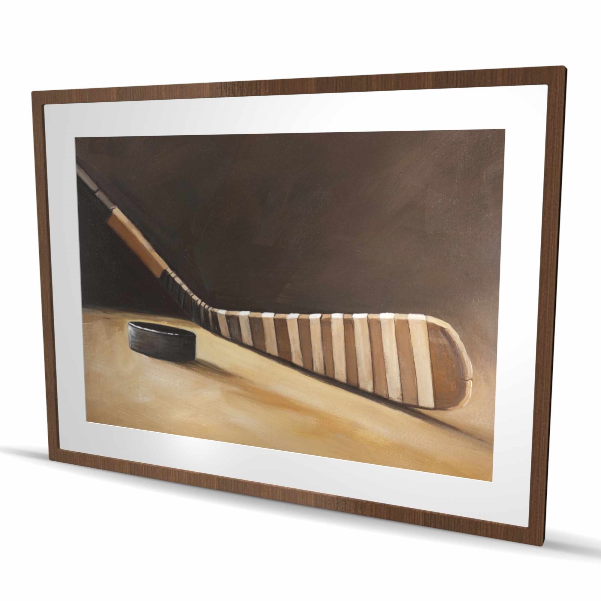 C1FM3648HA1Y1W 36 x 48 in. Stick & Hockey Puck - Black Framed Matted Print for Decor