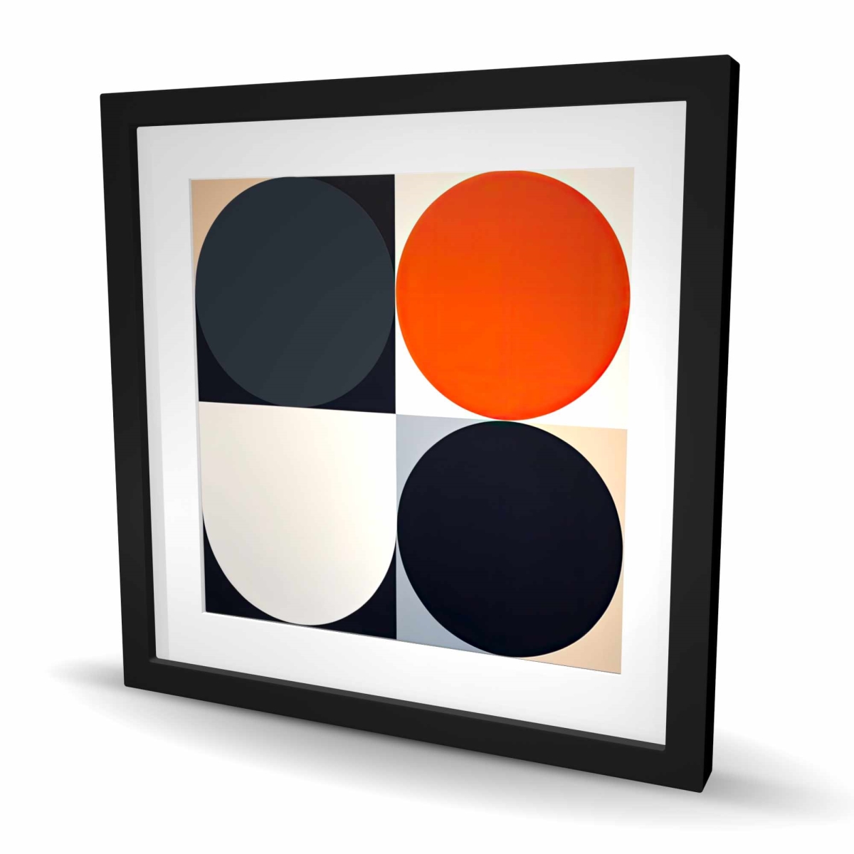 C1FM2424ZTVN19 24 x 24 in. Split Circles - Patterns Bedroom Framed Matted Print Decor