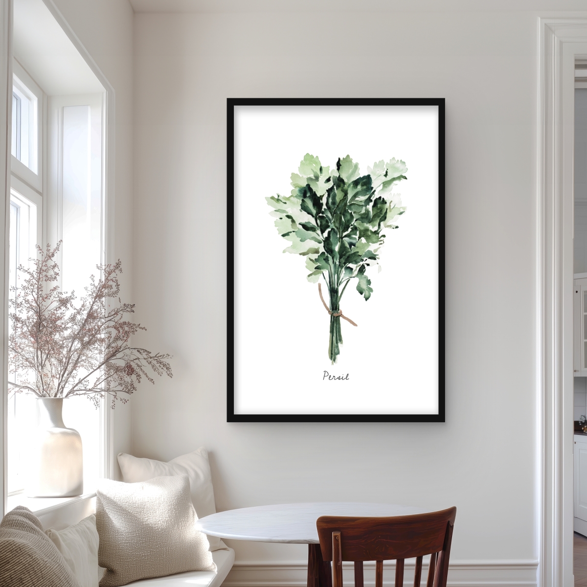 C1FM2436ACQDPG 24 x 36 in. Tied Up Persil Bundle - Green Kitchen Framed Matted Print