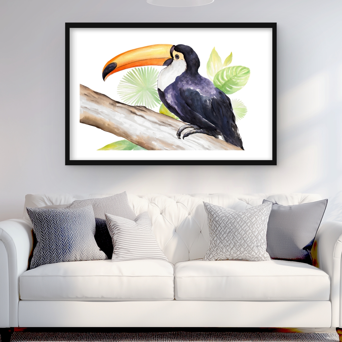 C1FM24366IYPLK 24 x 36 in. Toucan Perched - Animals Bedroom Framed Matted Print Decor