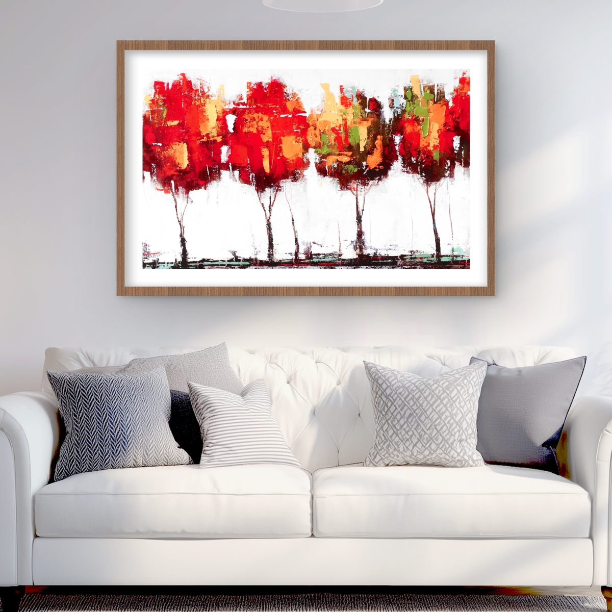 C1FM24361JPYFU 24 x 36 in. Abstract Industrial Style Trees - Framed Matted Print Decor