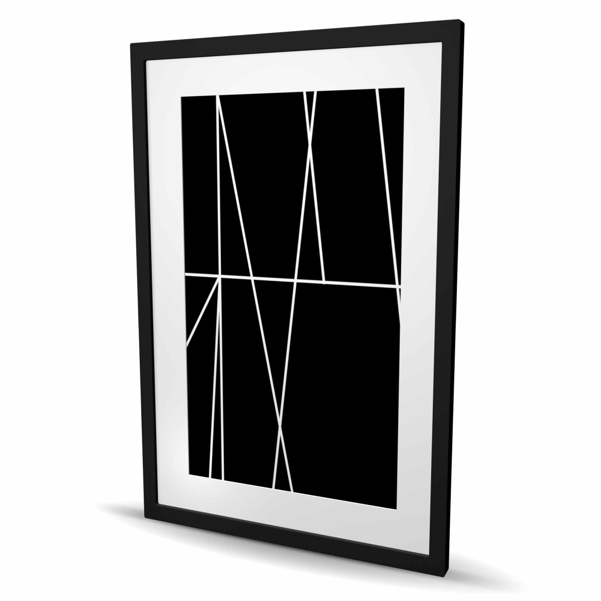 C1FM2436C8UYRP 24 x 36 in. White Stripes on Black Background - Abstract Framed Print