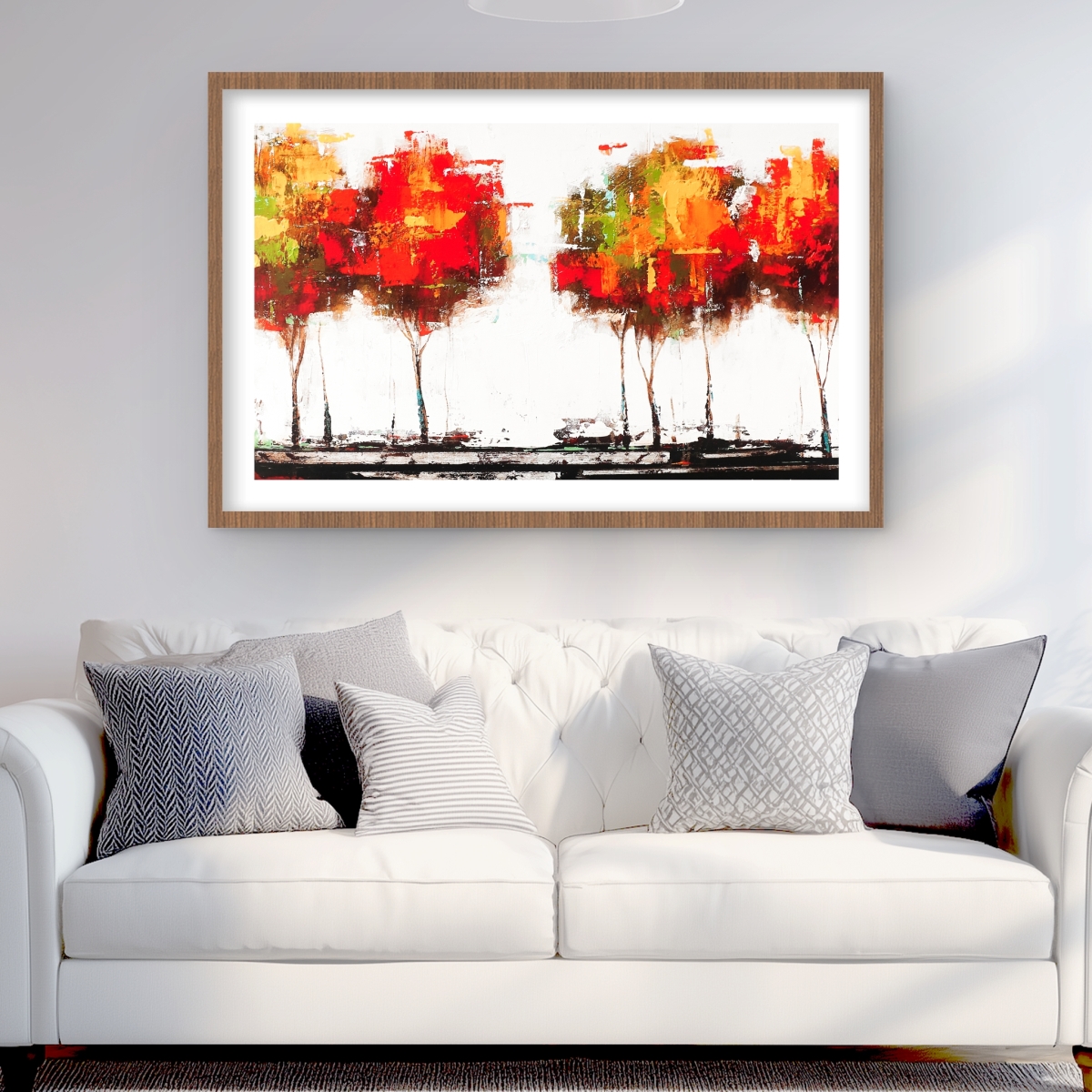 C1FM2436F9U690 24 x 36 in. Modern Style Trees - Framed Matted Print for Home Decor