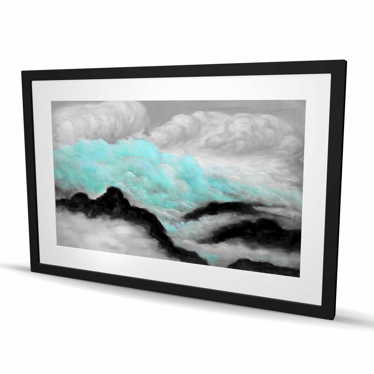 C1FM24367BZ0JN 24 x 36 in. Gray & Blue Clouds - Framed Matted Print for Home Decor