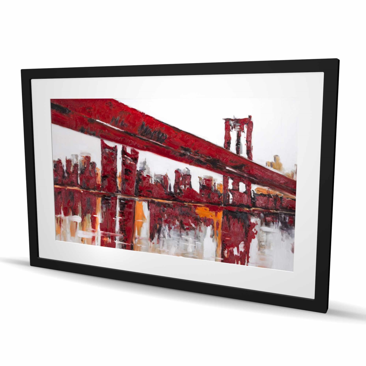 C1FM24367PAY1W 24 x 36 in. Red Bridge - Man Cave Bridge Framed Matted Print Decor