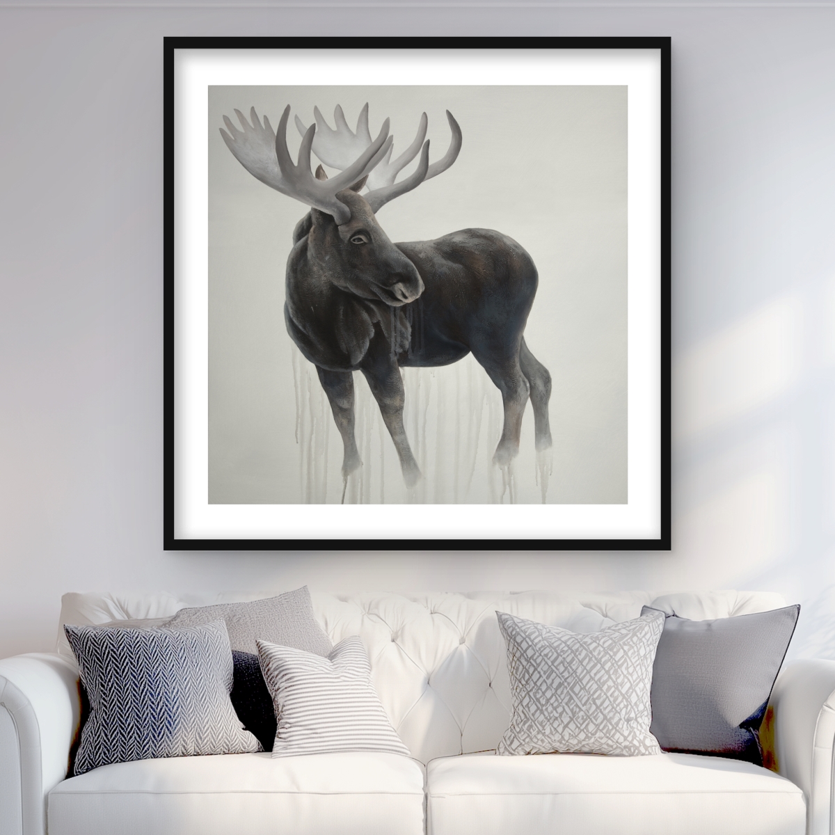 C1FM3636N2C7T9 36 x 36 in. Bull Moose - Rustic Framed Matted Print for Home Decor