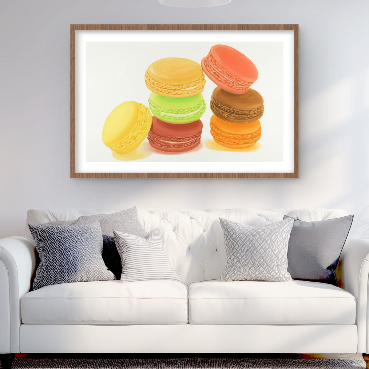C1FM2436YS2BNM 24 x 36 in. Delicious Macaroons - Framed Matted Print for Home Decor