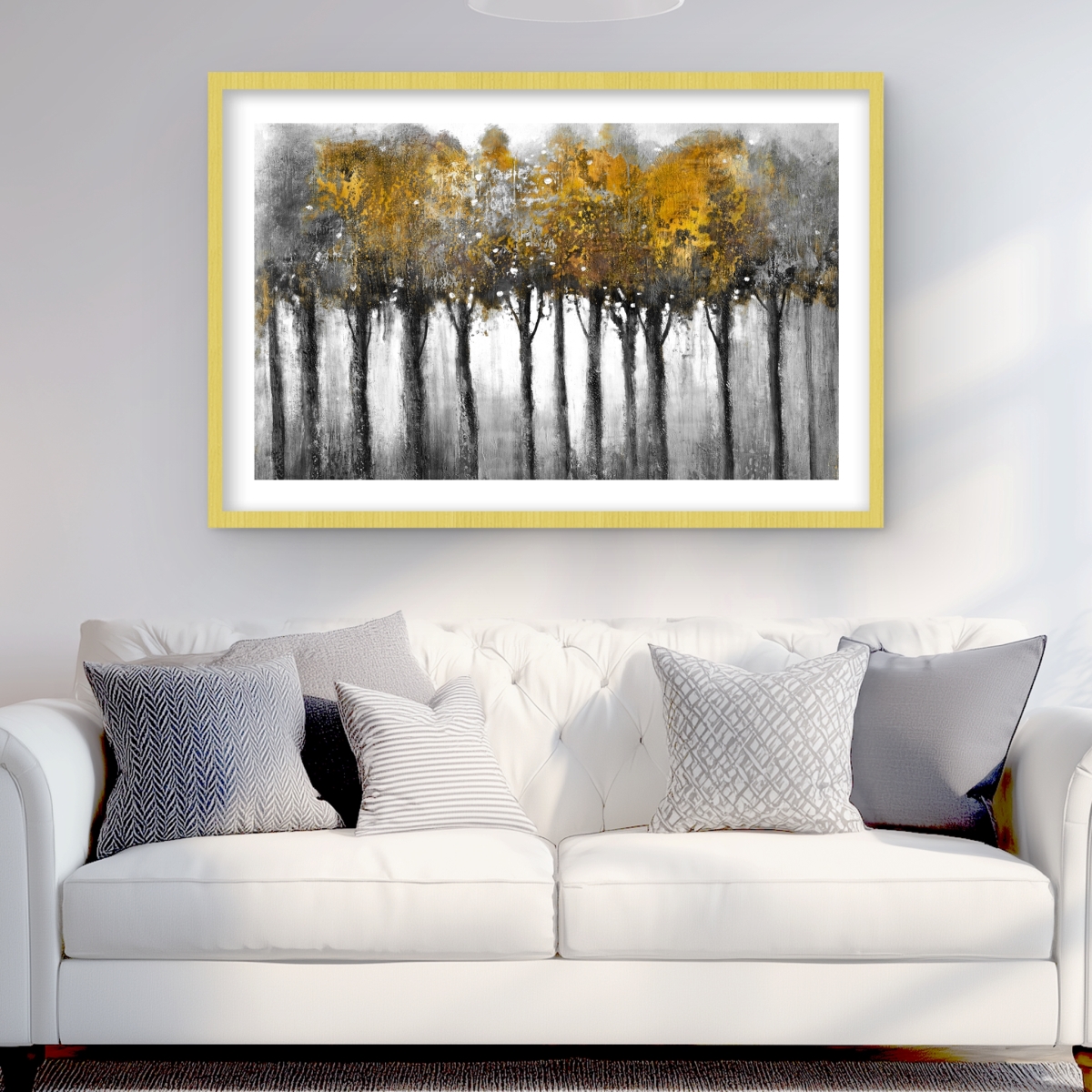 C1FM2436GMF8J7 24 x 36 in. Illuminated Forest - Contemporary Framed Matted Print Decor
