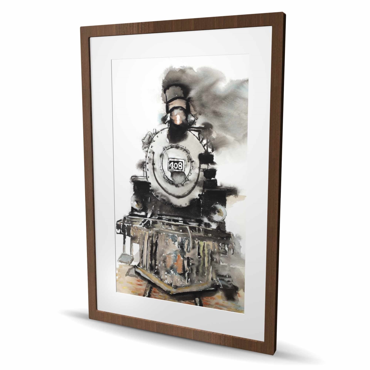 C1FM2436LC6DVS 24 x 36 in. Vintage Train - Industrial Black Framed Matted Print Decor