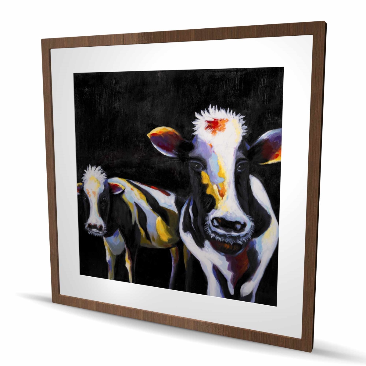 C1FM3636QGN4NZ 36 x 36 in. Two Funny Cows - Rustic Framed Matted Print for Home Decor