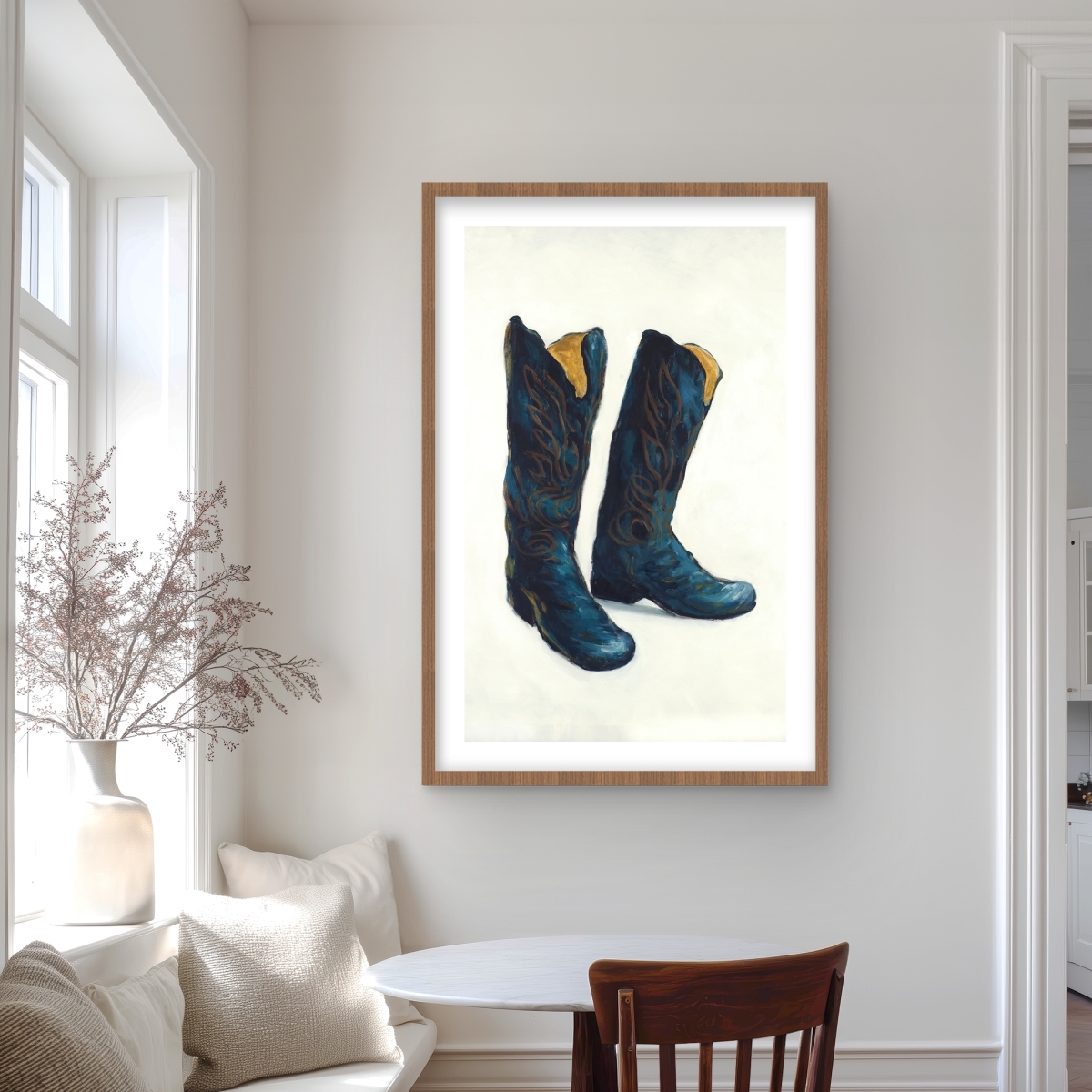 C1FM2436I1A34E 24 x 36 in. Leather Cowboy Boots - Western Still Life Framed Print Decor