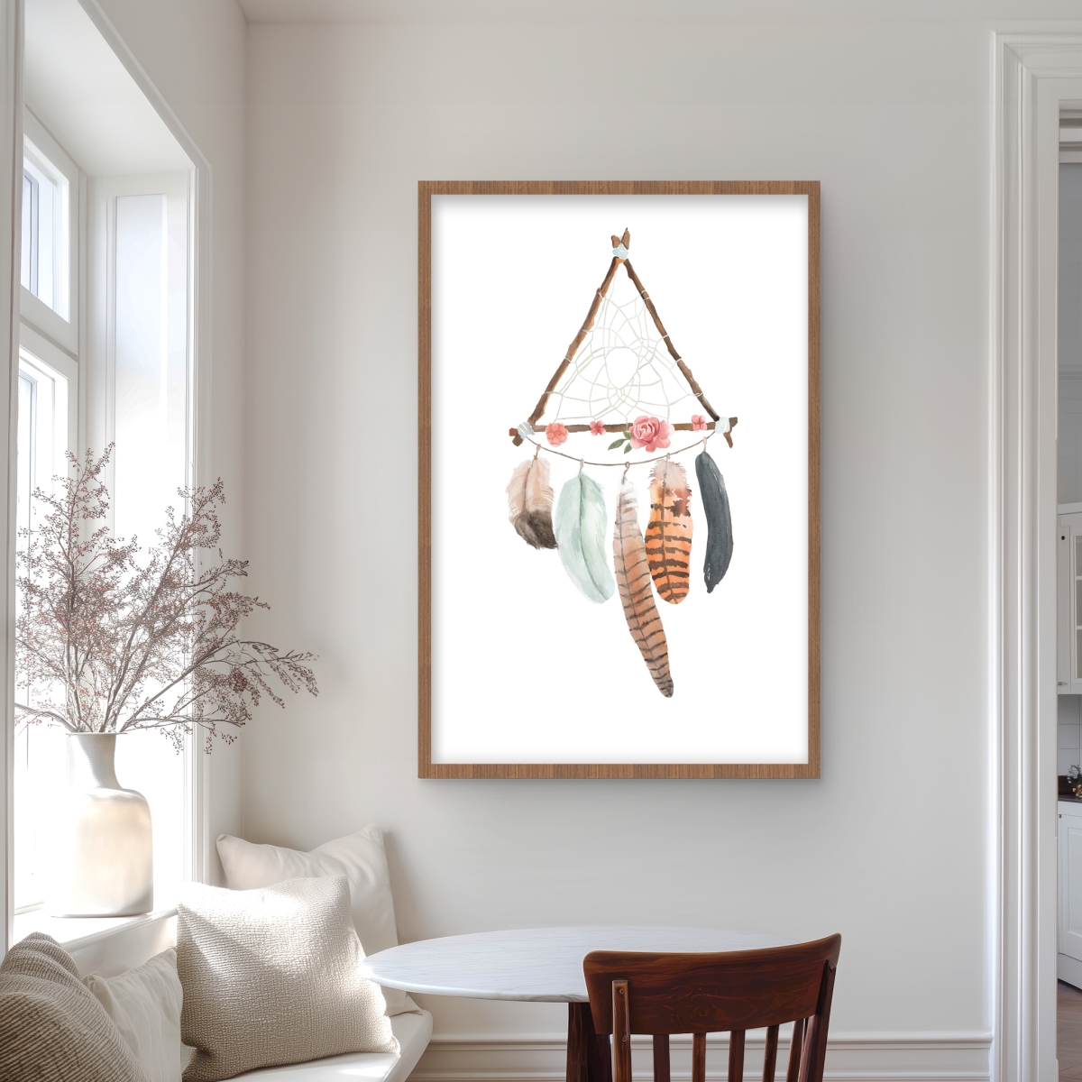 C1FM2436N9ROPN 24 x 36 in. Triangular Dream Catcher - Spiritual Bedroom Decor Print