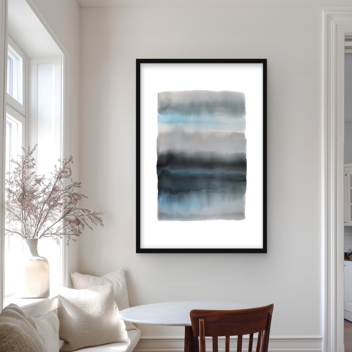 C1FM2436HEEJKN 24 x 36 in. Shade of Blue - Bathroom Pattern Framed Matted Print Decor