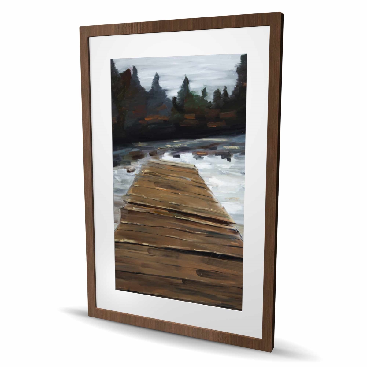 C1FM2436476Q9E 24 x 36 in. Dock & Lake - Rustic Framed Matted Print for Home Decor