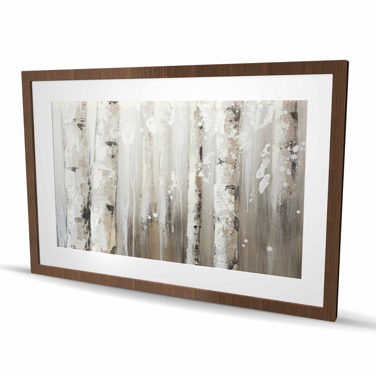 C1FM2436KF3KJV 24 x 36 in. White Birches on Gray Background - Framed Matted Print Decor