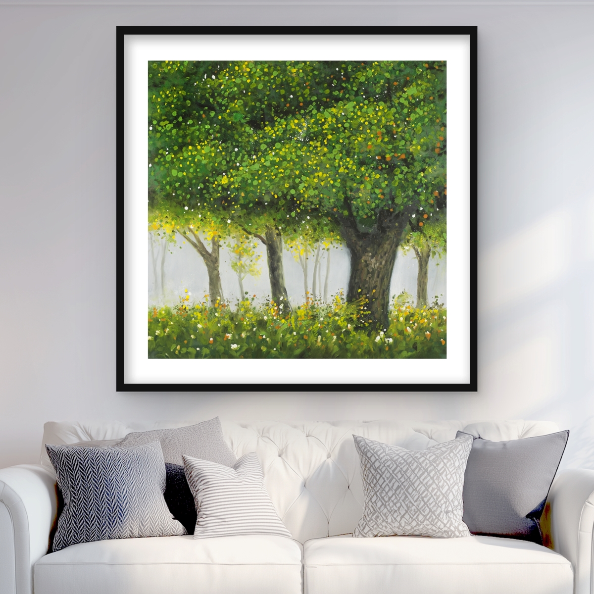C1FM3636J8UUUG 36 x 36 in. Forest by Summer - Framed Matted Print for Home Decor