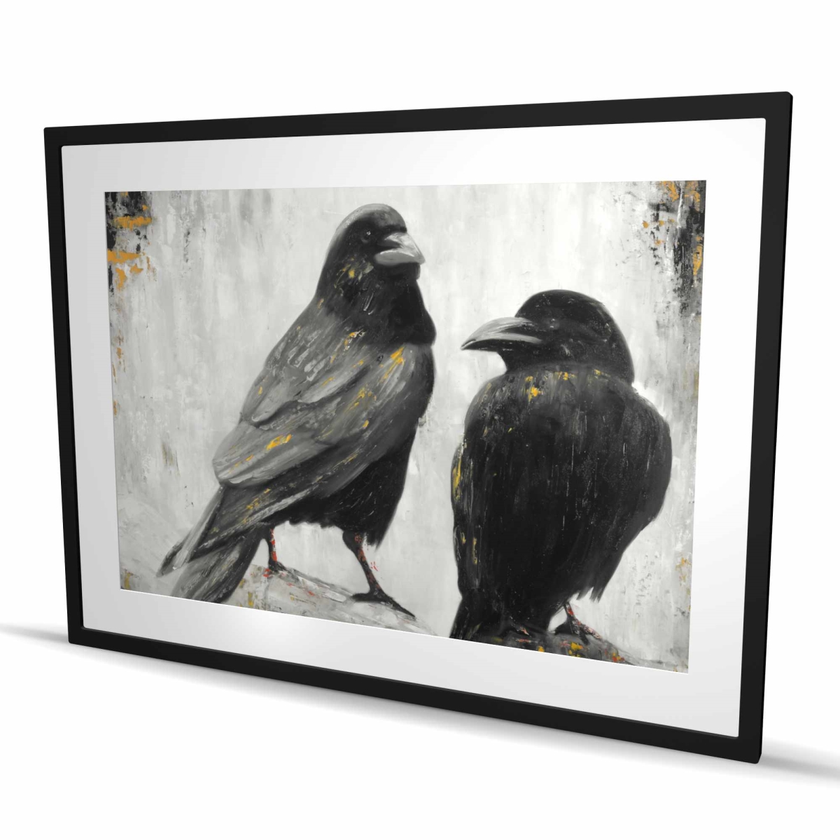 C1FM3648IGLX0S 36 x 48 in. Two Crows Birds - Framed Matted Print for Home Decor