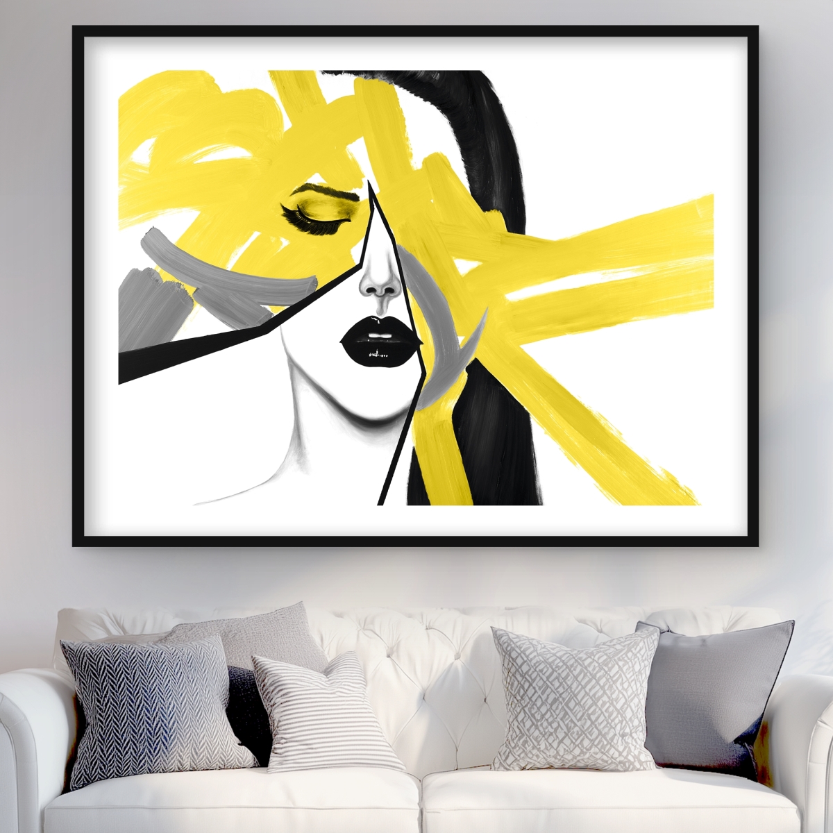 C1FM3648ITGREG 36 x 48 in. Beauty Divided - Framed Matted Print for Bedroom Decor