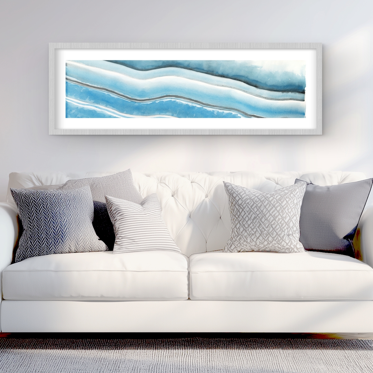 C1FM164888I3JO 16 x 48 in. Textured Geode - Abstract Office Framed Matted Print Decor