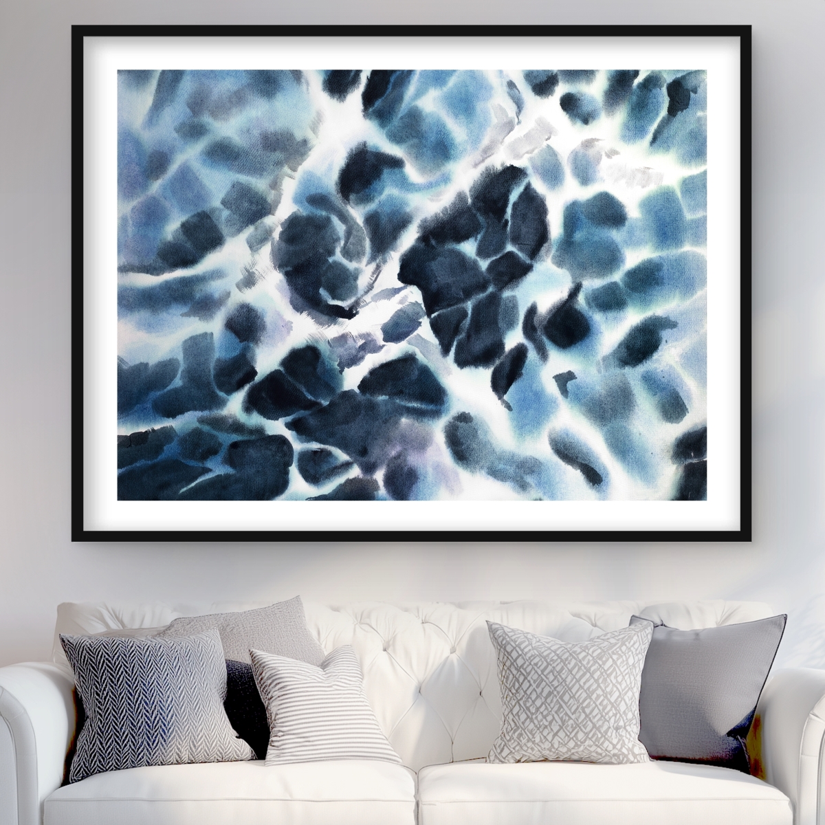 C1FM3648MT4LTQ 36 x 48 in. Stormy Waves of the Sea - Framed Matted Print for Home Decor