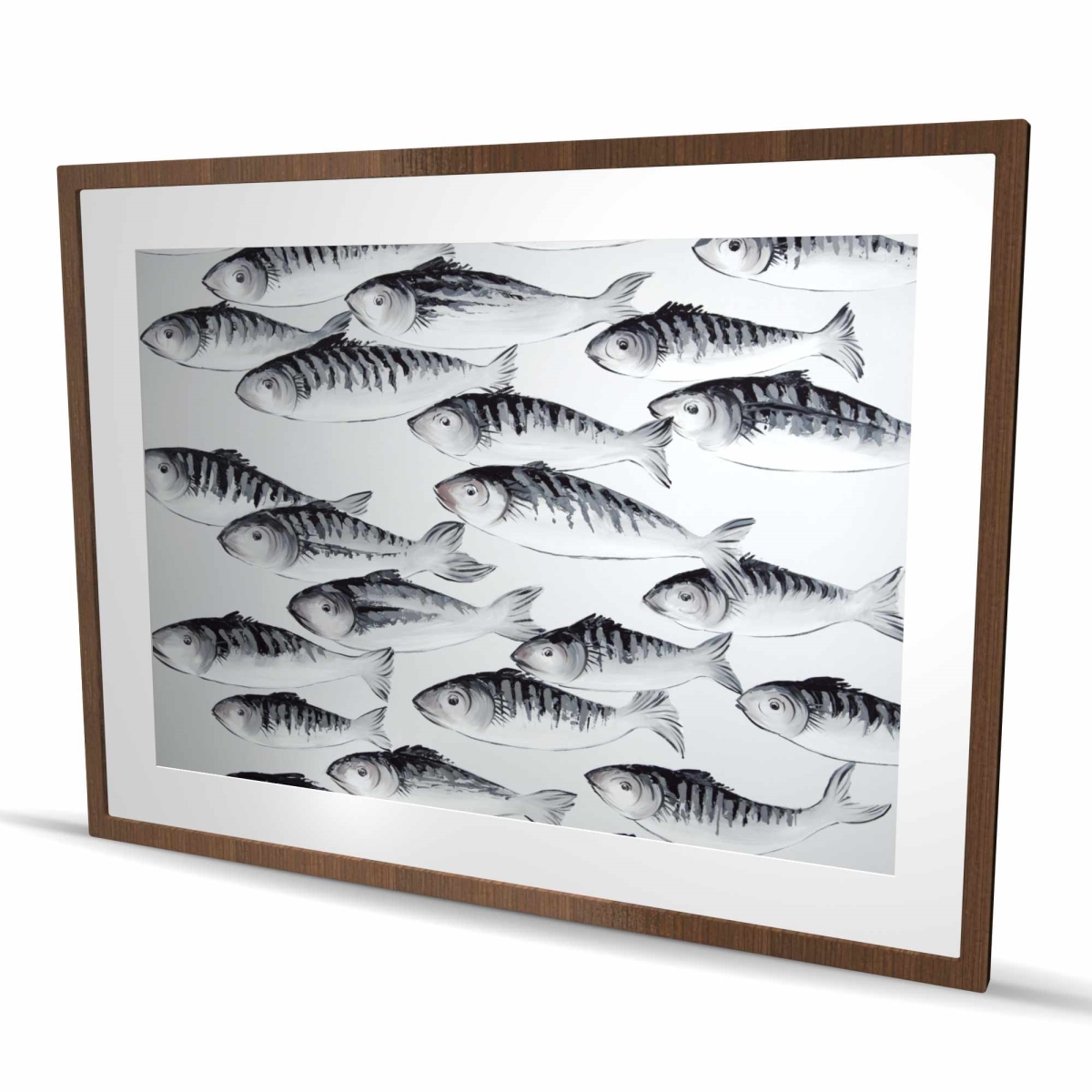 C1FM3648N3VTU7 36 x 48 in. Gray School of Fish - Modern Framed Print for Home Decor