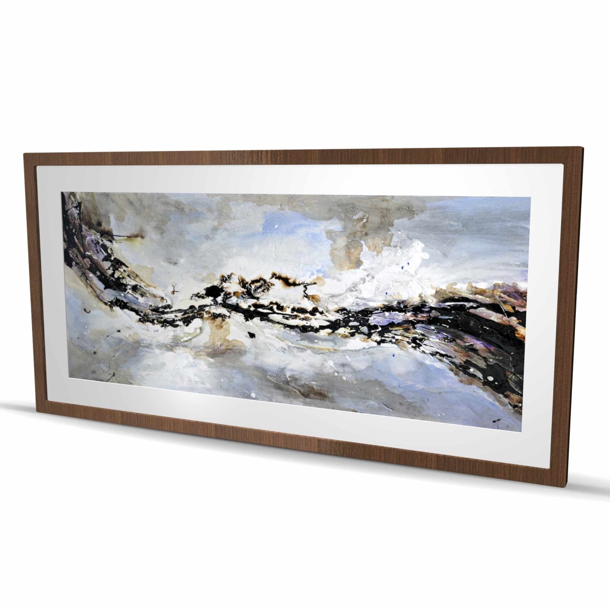 C1FM24489UF24T 24 x 48 in. Texturized Abstract Wave - Framed Matted Print - Home Decor