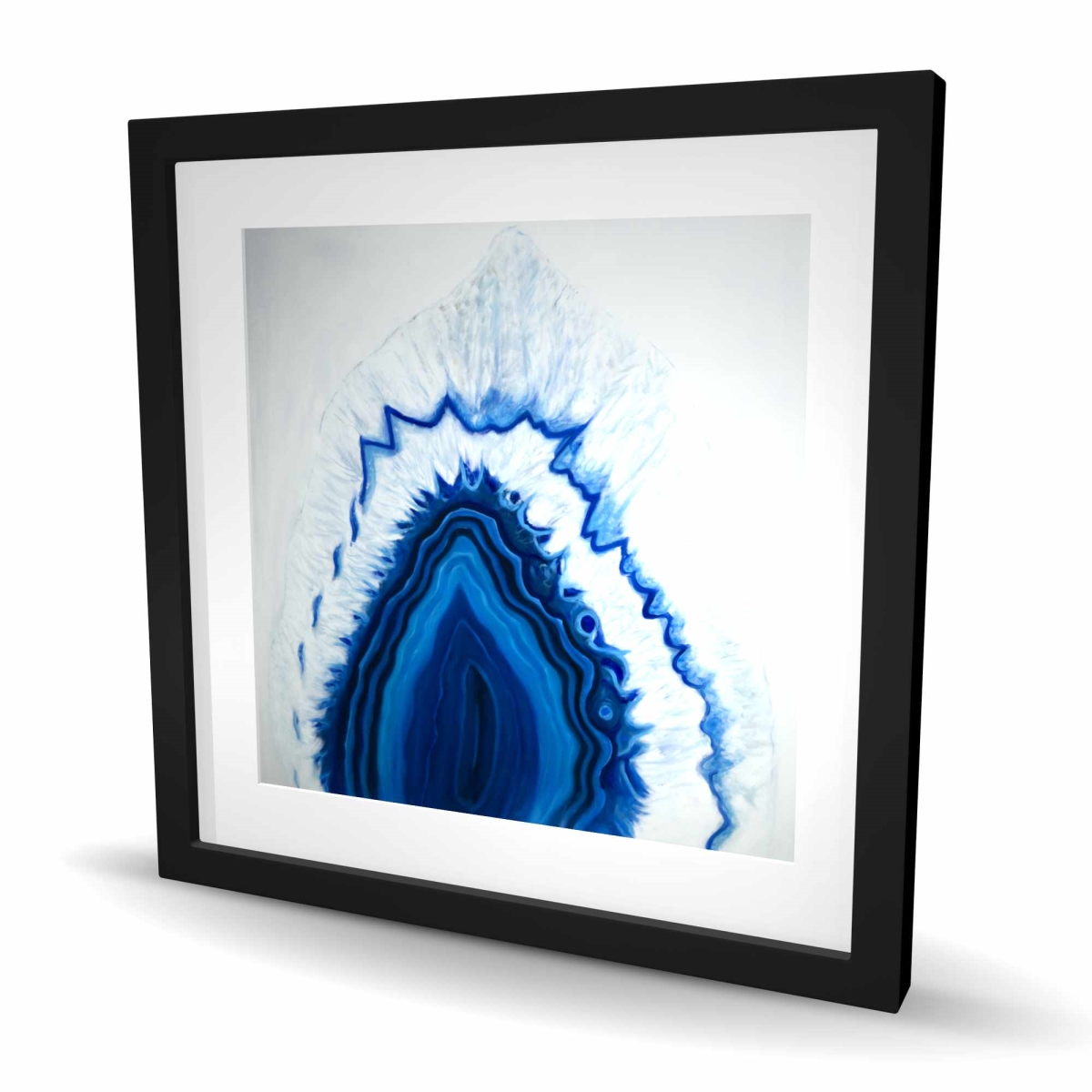 C1FM2424QT2BUJ 24 x 24 in. Agate Geode Slice - Blue Contemporary Framed Matted Print
