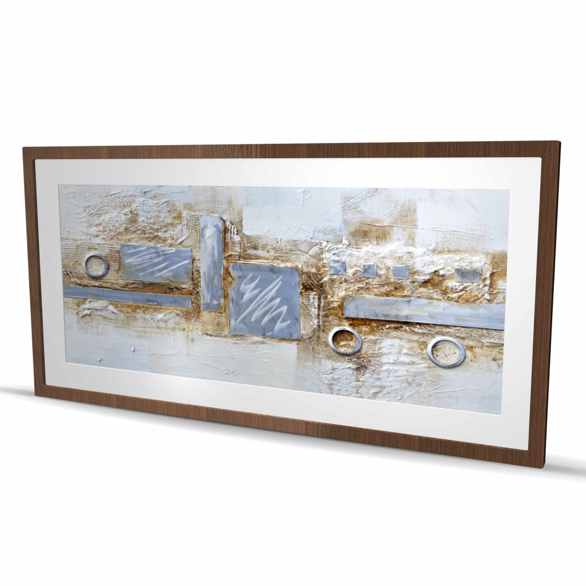 C1FM2448E543W1 24 x 48 in. Abstract Circles & Squares Print - Gray Industrial Frame
