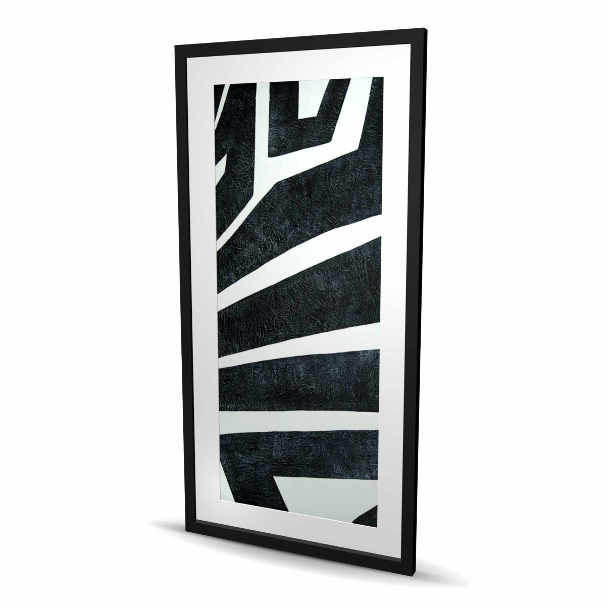 C1FM2448FPCHQU 24 x 48 in. Labyrinth - Abstract Black Framed Matted Print - Home Decor