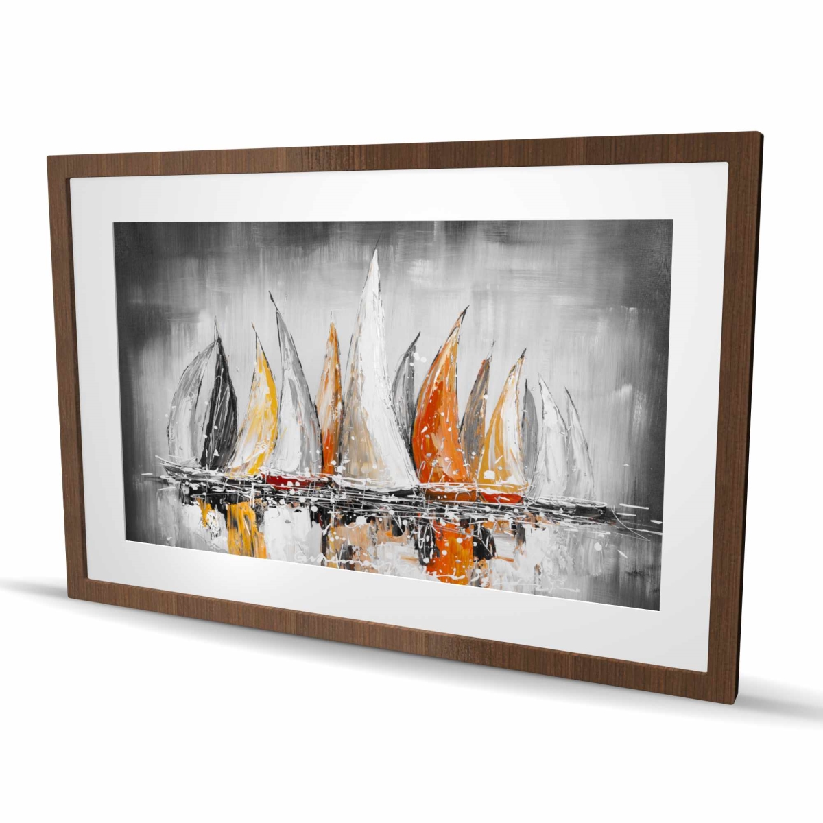 C1FM243675JZYK 24 x 36 in. Sails on the Winds - Gray Coastal Framed Matted Print Decor