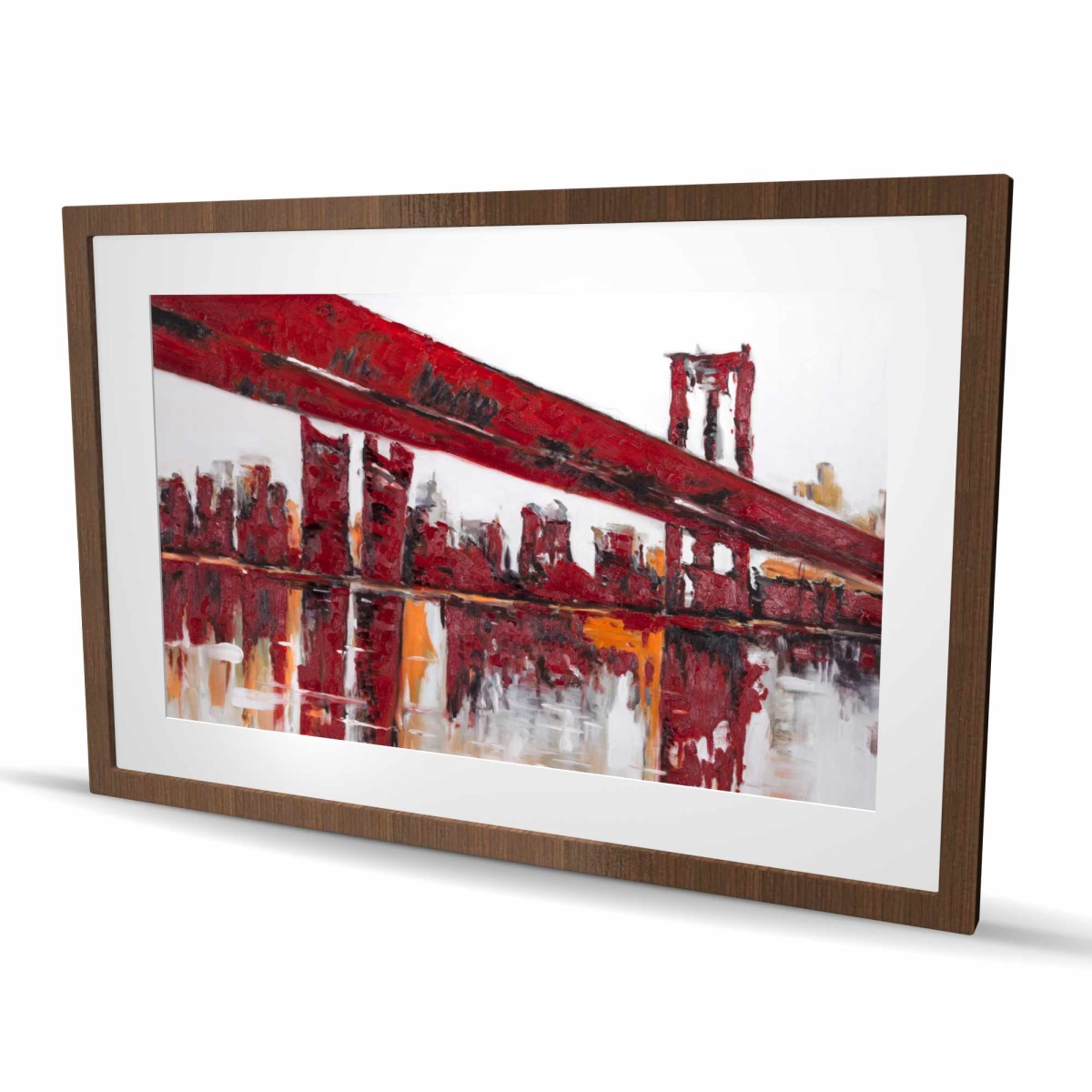 C1FM24367BR4E7 24 x 36 in. Red Bridge - White Living Room Framed Matted Print Decor