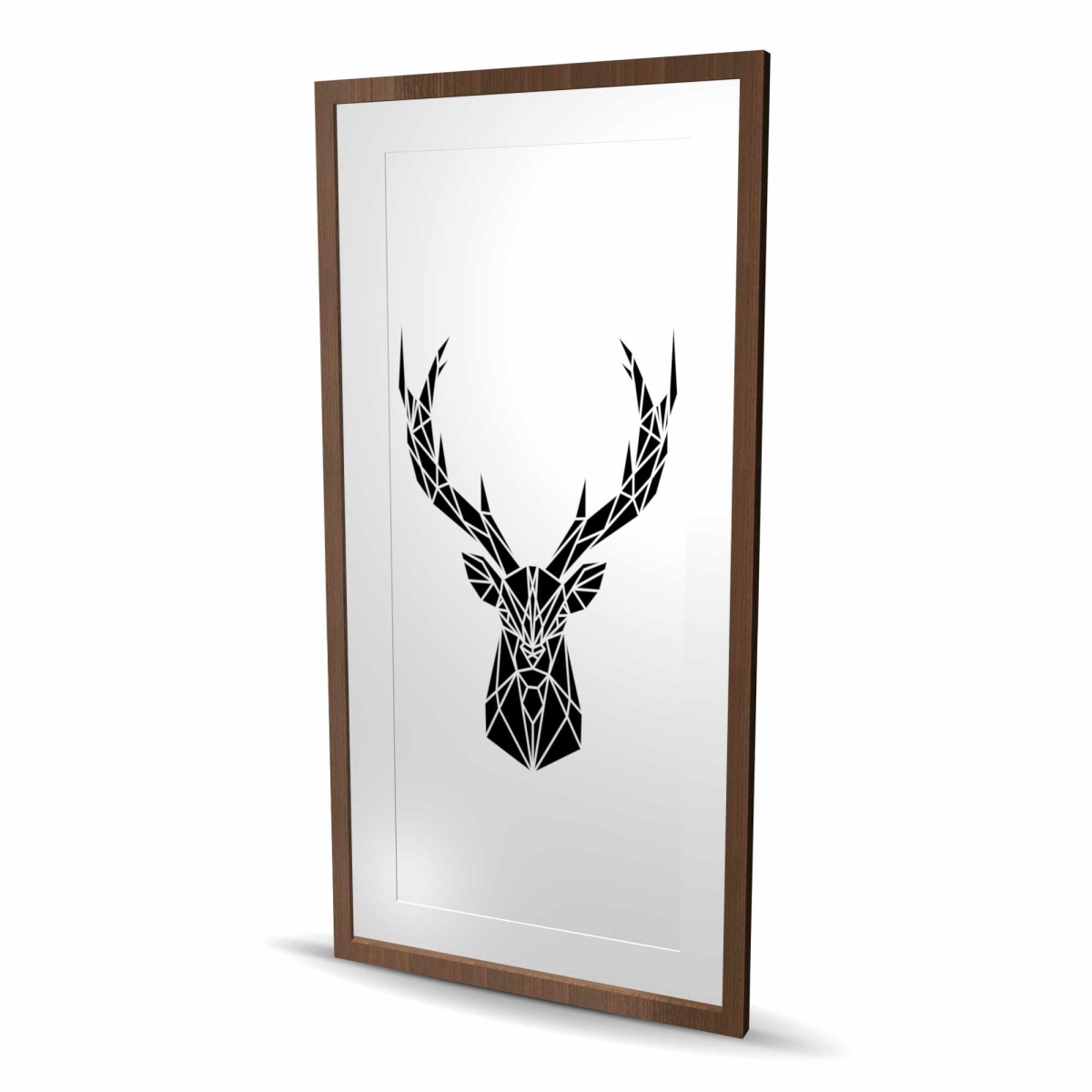C1FM2448VVHTDD 24 x 48 in. Geometric Deer Head - Framed Matted Print for Home Decor