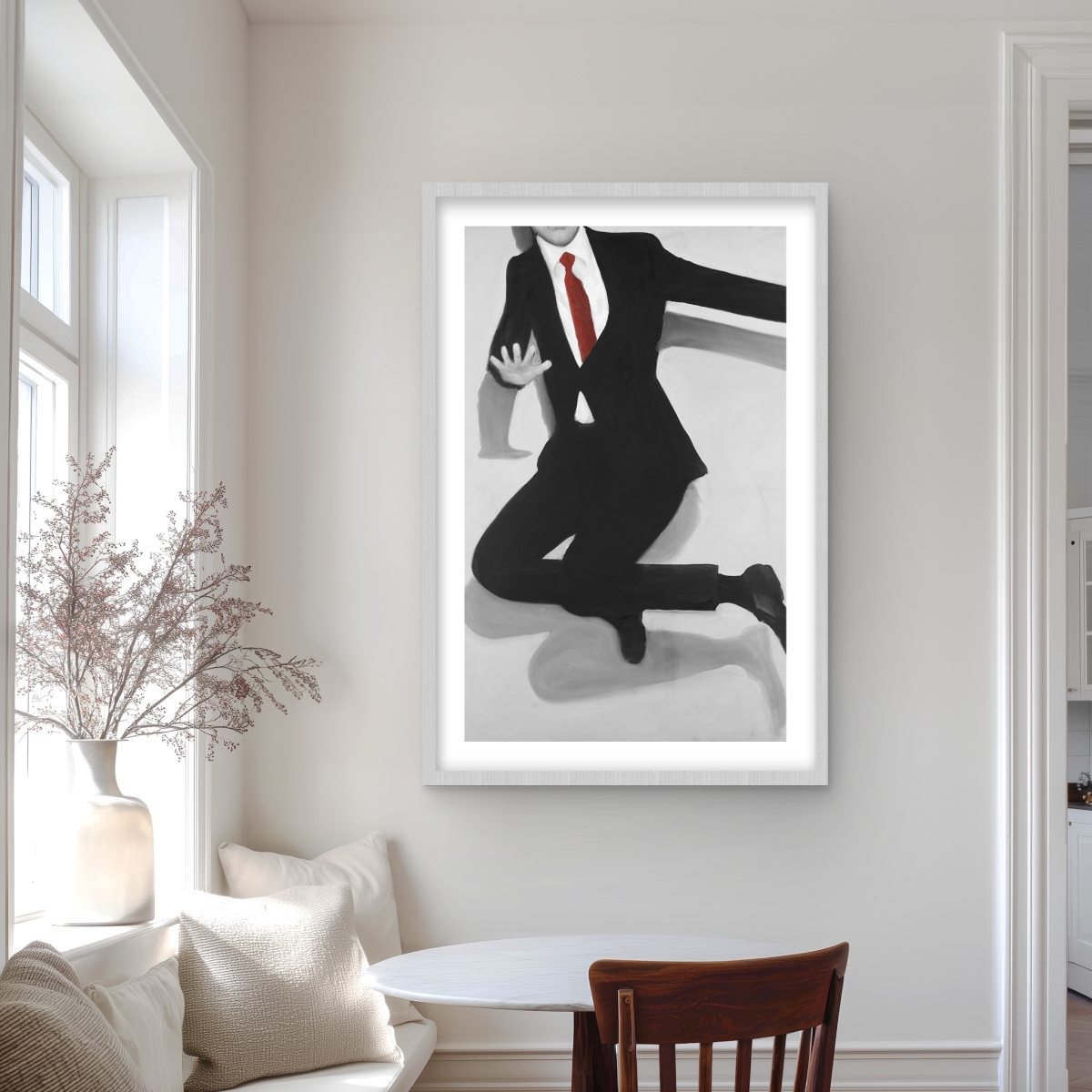 C1FM24361RJP11 24 x 36 in. Classical Jumping Man - Office Clothes Framed Matted Print