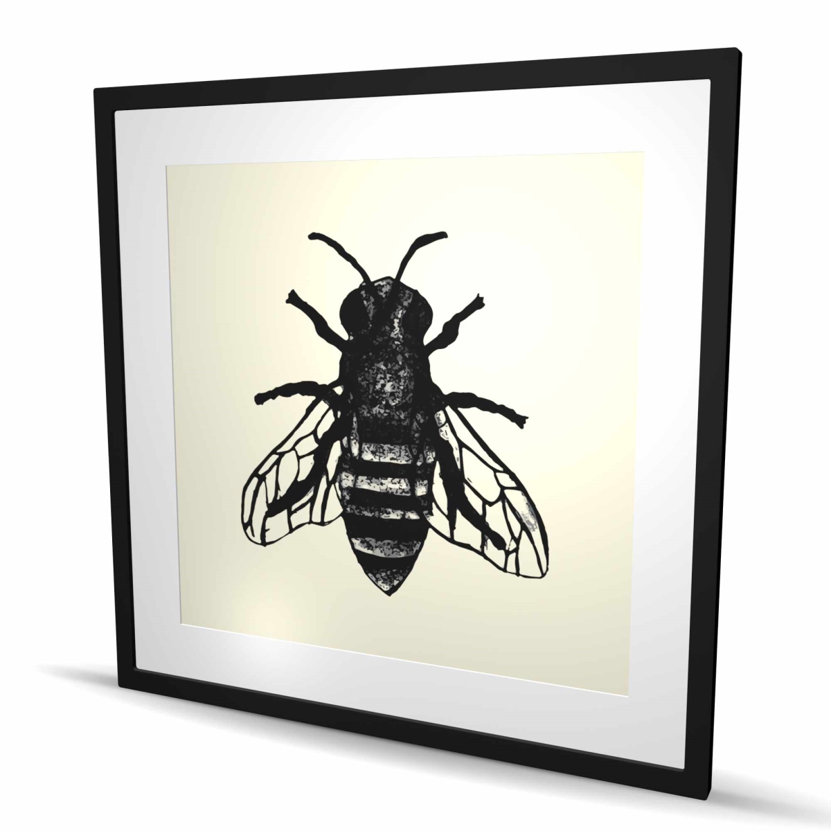 C1FM3636347SZ4 36 x 36 in. Bee - Rustic Black Framed Matted Print for Home Decor