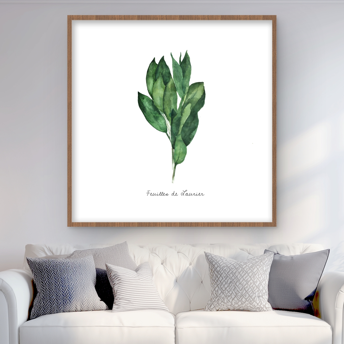 C1FM363610SYET 36 x 36 in. Bay Leaves Bundle - Framed Matted Print for Home Decor